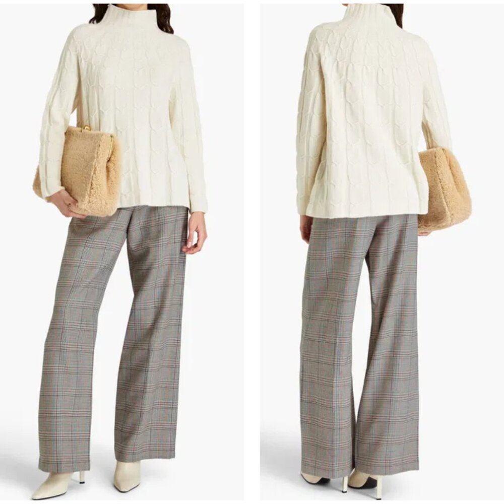 ROSETTA GETTY Prince Of Wales Checked Wide-Leg Trouser | Size 10 | NWT
